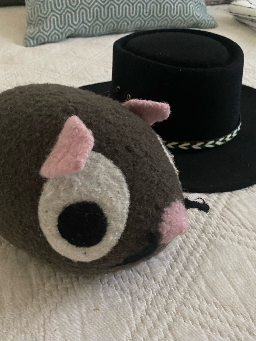 Plush Felt Mouse Toy - Brown and Pink